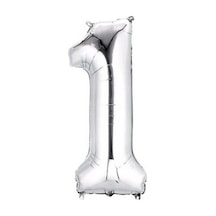 Rakam 1 Gümüş Folyo Balon 40inç 100cm Beyaz
