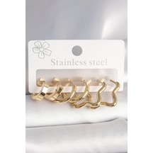 316l Çelik Gold Renk Yıldız Halka Model Kadın Küpe Seti - Tj-bkp10392 Çok Renkli