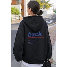 Blackjack Giyim Unisex 2ip Örme Kumaş Baskı Detaylı Fermuarlı Oversize Hırka Siyah-back