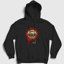 Presmono Unisex Blood Bullet Guns N' Roses Kapüşonlu Sweatshirt Siyah