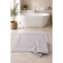 3'lü Damla Desen Banyo Paspası Ayak Havlusu 50x70 Cm %100 Pamuk, Yumuşak Dokulu, Hızlı Su Emici, Banyo Paspas Seti Açık Gri