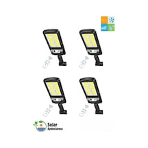 4 Adet Güneş Enerjili 6 Cob Led Solar Hareket Sensörlü Duvar Lambası Su Geçirmez Set