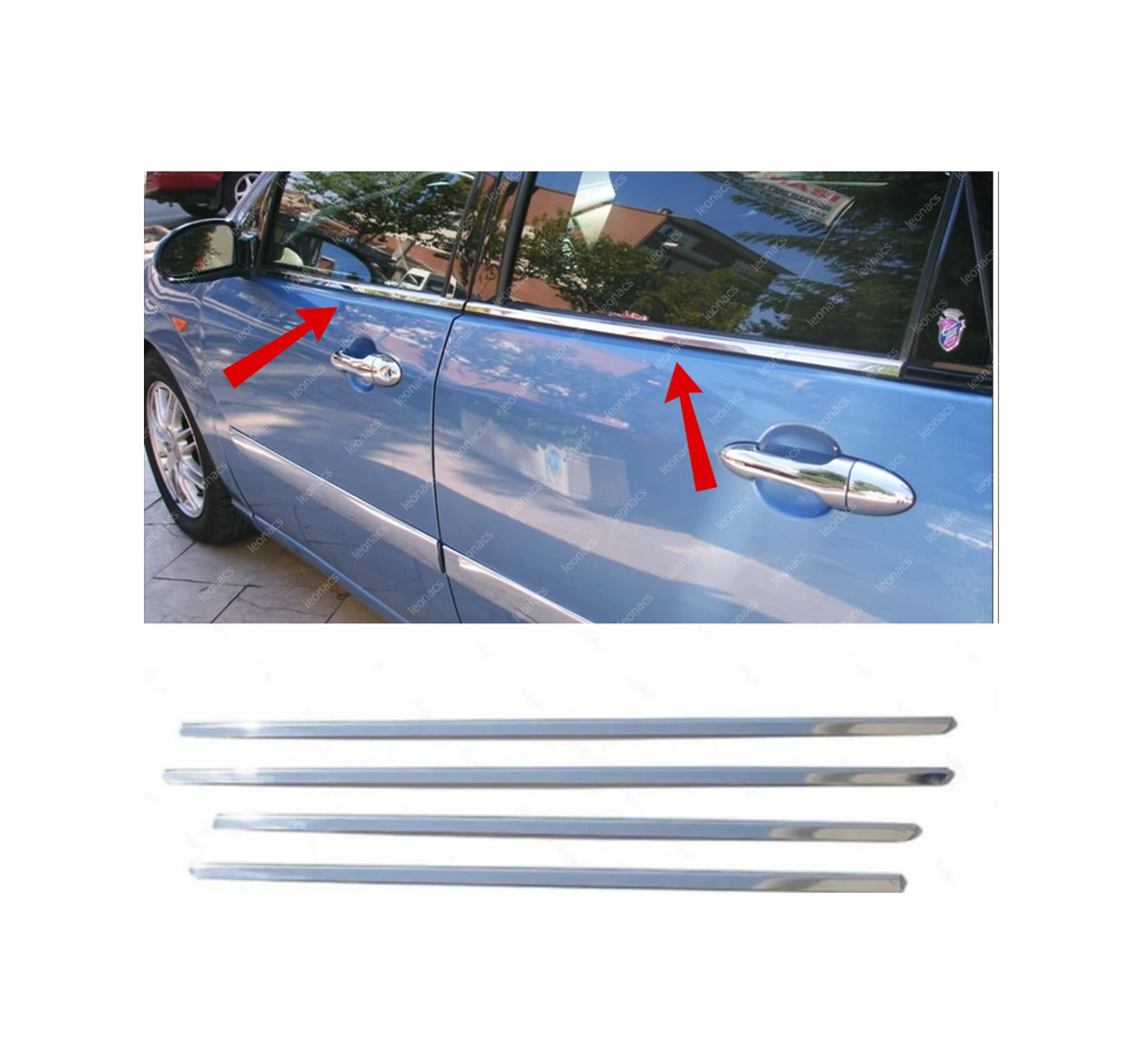 Ueskrom Ford Focus 1 Krom Cam Çıtası 4 Prça 1998-2005 Paslanmaz Çelik