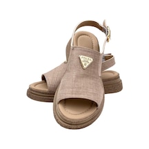 Kadın Rad Vizon Keten Bilekten Bağlamalı Sandalet 4 Cm Sn100 001