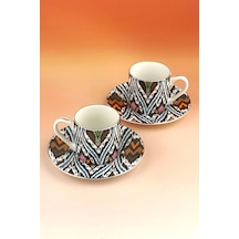 Ethnica Altın Yaldızlı İki Kişilik Kahve Fincan Takımı Siyah - Altın