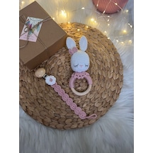 Amigurumi Emzik Zinciri Çıngırak Set Beyaz - Pembe