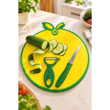 Kesme Tahtası Limon Model + Meyve Sebze Soyacağı + Meyve Sebze Bıçağı Sarı - 930408212 Sarı