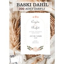 200 Adet Baskı Ve Zarf Dahil Nişan Düğün Davetiyesi Baskılı Zarflı Davetiye