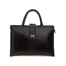 Bilik Deri  Siyah Kroko Deri Unisex Laptop & Evrak Çantası BLM093 Siyah Kroko