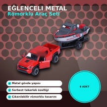 Metal Şasi Römorklu Araç Oyuncak Seti - Çekici Ve Traktör Modelleri 1 Adet Rastgele Model
