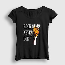 Presmono Kadın Never Nirvana Kurt Cobain T-shirt Siyah
