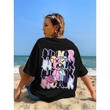 Humor Bear Süprem T-shirt - Siyah Baskılı Oversize Bisiklet Yaka Tişört Siyah-78866