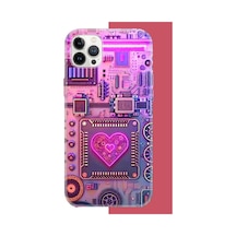 İphone 12 Pro Max Uyumlu Cyberpunk Neon Uv Baskılı Silikon Kılıf Renkli