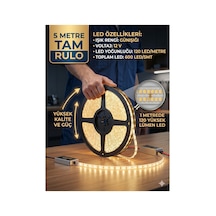 5mt Günışığı 3000k , Şerit Led ,mutfak Dolabı Tezgah Aydınlatması Led,1 Metrede 120 Led Yüksek Lümen,12v ,yapışkanlı Led Işık Trafo Hariç Günışığı-3000k