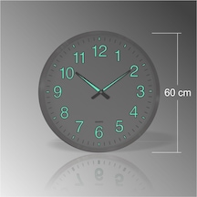Büyük Dev 60 Cm Fosforlu Gece Görünen Parlayan Camlı Duvar Saati Çok Renkli