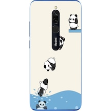 Redmi 8 Uyumlu Yüzen Pandalar Baskılı Silikon Kılıf Renkli