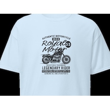 Wildstyle Royal Motor Legendary Rider Motosiklet Vintage Motor Baskılı Unisex Bisiklet Yaka Pamuklu Tişört - B