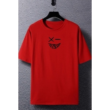 Flood Of Style Unisex Cartoon Graphic Baskılı T-shirt Kırmızı