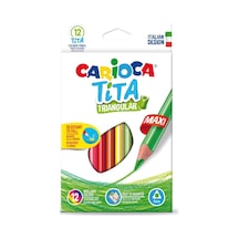 Carioca Tita Maxi Üçgen Kuru Boya Kalemi 12'li 124-Pembe