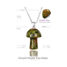 Erilsa Sertifikalı Mantar Model Unakit Taşı Kolye - Gümüş Aparatlı Çok Renkli