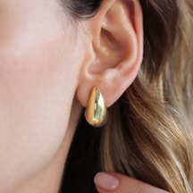 Bottega Damla Gold Kaplama Gümüş Küpe Gümüş