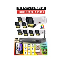 8 Kameralı 5mp Lensli 1080p Fullhd Renkli Gece Görüşlü 9 Led Güvenlik Kamerası Seti - 500gb