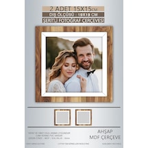 Tr Yhfoto 2 Adet 15x15 Çerçeve Ahşap Beyaz Şeritli Fotoğraf Mdf Çerçeve Kare Çerçeve Kahverengi 15 X 15