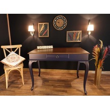 Wooding-Mobilya Wooding 100 Cm Çekmeceli Masif Lacivert Ceviz Çalışma Masası