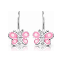 Gümüş Sallantılı Pembe Çocuk Küpesi