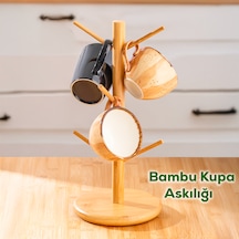Kosova Bmb-110 Tezgah Üstü Bambu Kupa Askılığı Fincan Askılığı Ahşap