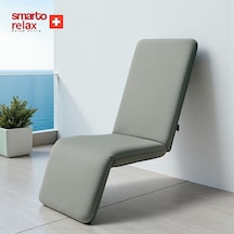 Smarto Relax Katlanabilir Şezlong Yer Minderi Ayarlanabilir Sırt Destekli Zemin Koltuğu, Taşınabilir, Dış Mekân, Gri