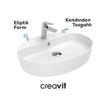 Oval Beyaz Delikli Lavabo 60 Cm İle Modern Banyo 508 Yeşil