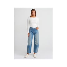 Dilvin 31401 Büzgülü Kayık Yaka Top Ekru