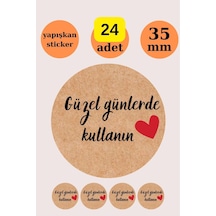 24 Adet - Güzel Günlerde Kullanın Bohem Kraft Sticker - Paketleme Sticker - Kraft Görünümlü Sticker Çok Renkli