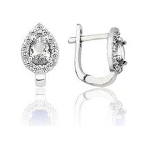 Gümüş Beyaz Taşlı Damla J Kadın Küpe