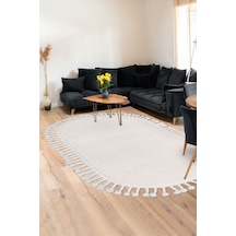 Dijidekor Peluş Halı Açık Vizon Cool Saçaklı Oval Kesme Post ...
