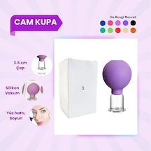 Silikon Vakumlu Cam Yüz Masaj Kupası No:3 Koyu Mor Çok Renkli