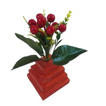 Ahşap Kızıl Meşe Piramid Saksılı Yapay Çiçek Kiraz Ağacı