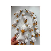 Adenya Sepeti Amigurumi Örgü Ördek Oyun Ve Uyku Arkadaşı-beyaz Yeşil Beyaz - Yeşil