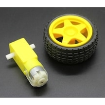 2 Adet - Arduino Robot Tekerlek Ve Dc Motor Seti - Redüktörlü