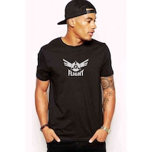 Flight Logo Air Flight Logo Baskılı Siyah Erkek Tshirt