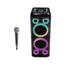 Bluetooth Hoparlör 80w 8x2inç Rgb Ledli Parti Boy Hoparlör Mikrofonlu Şeffaf Transparan Hoparlör