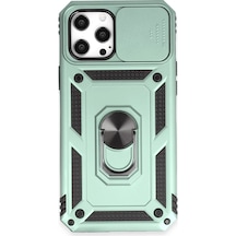 Mey İthalat Apple Uyumlu iPhone 12 Pro Max Kılıf Pars Lens Yüzüklü Silikon - Yeşil
