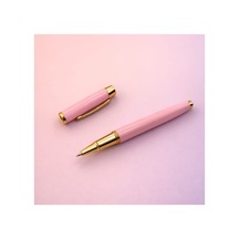 3 Adet Premium Pembe Metal Roller Kalem Metal Gövde, Gold Detaylı Şık Tasarım, İmza Kalemi, Promo Pen 1