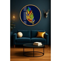 Yaprk Gold Detay Yuvarlak Oda Cam Tablo Modern Sanat Tablosu Solmayan Canlı Renkler Salon Ve Oturma Odası Anlamlı Hediye Seçeneği