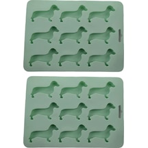 Xurunkeji Dachshund Şekilli Silikon Buz Parçası Kalıp Tepsisi, İçecek Buz Yapımı, Şeker Kurabiye, Fudge, Kek Dekorasyonu İçin Uygundur Mavi-yeşil