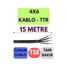 Öznur 4x6 Ttr Kablo Metre Seçenekli Siyah - 15 Metre