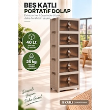 5 Katlı Portatif Organizer Dolap 200 Lt Bej