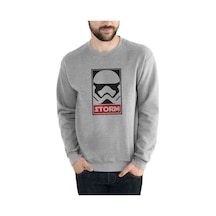 Storm Baskılı Gri Melanj Erkek Örme Sweatshirt