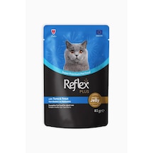 Reflex Plus Jöle İçinde Et Parçacıklı Ton Balıklı ve Alabalıklı Yetişkin Kedi Maması 85 G